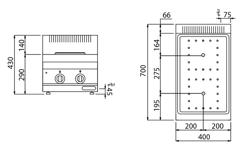 Cucina in vetroceramica professionale - LORENZO 700 - 400x714x430mm - 6,4 kW - 2 piastre - da banco