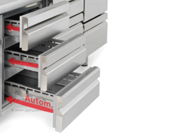 Koelwerkbank Premium PLUS - 2452x700mm - met 3 deuren, 3 laden & met achterwand
