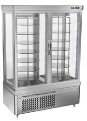 4-Sided Glass Display Fridge - 935L - 1320mm - with 14 rotating shelves - 2 doors - Silver