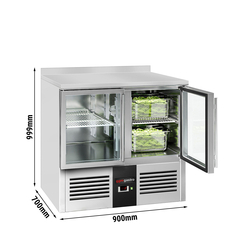 Koelwerkbank PREMIUM - 900x700mm - 2 glazen deuren & achterwand