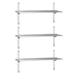 Commercial Stainless Steel Wall Shelf PREMIUM – 1600x300mm – Triple-Tier – 80 kg Load