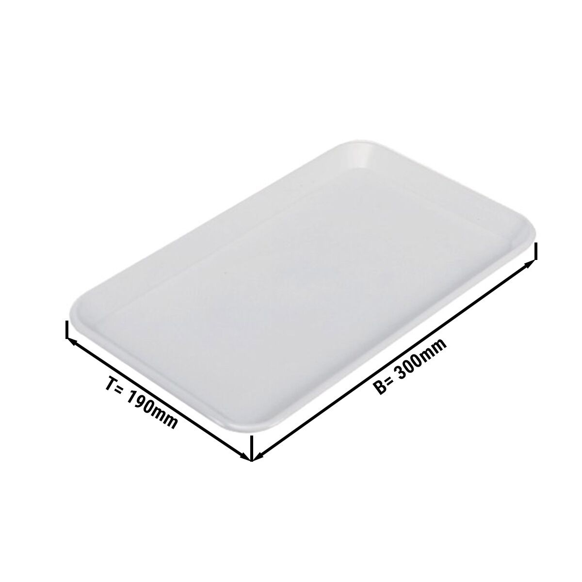Plateau de présentation rectangulaire - plastique - 300 x 190 x 15 mm - Blanc