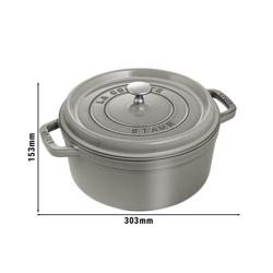 STAUB | Cocotte Round Enamelled Cast Iron Casserole Dish – Ø 240 mm – Graphite Grey