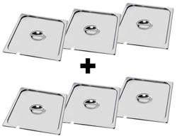 (6 st) Lock, GN 2/3 - rostfritt stål - med uttag för slev - Höjd: 7 mm - 353x325 mm