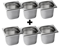 (6 pcs) Stainless Steel Gastronorm Pan GN 1/6 - Depth: 200mm