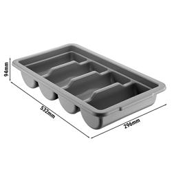 Vassoio portaposate - 4 scomparti - polipropilene (PP) - 293x530mm - Altezza: 98mm - Grigio