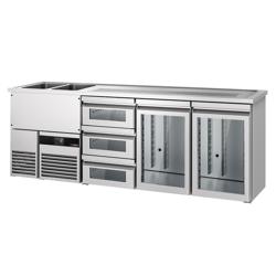 منضدة البار PREMIUM - 2500x700mm - 2 أبواب زجاجية & 3 أدراج زجاجية