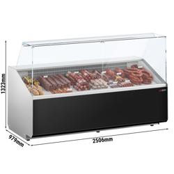 Banco gastronomia professionale - 2506x979mm - 512 L - Vetro dritto - Colore Grigio scuro - Pannello frontale Nero RAL9017
