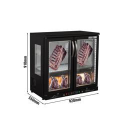 Dry Aging Fleischreifeschrank - 920mm - 2 Glastüren - Schwarz