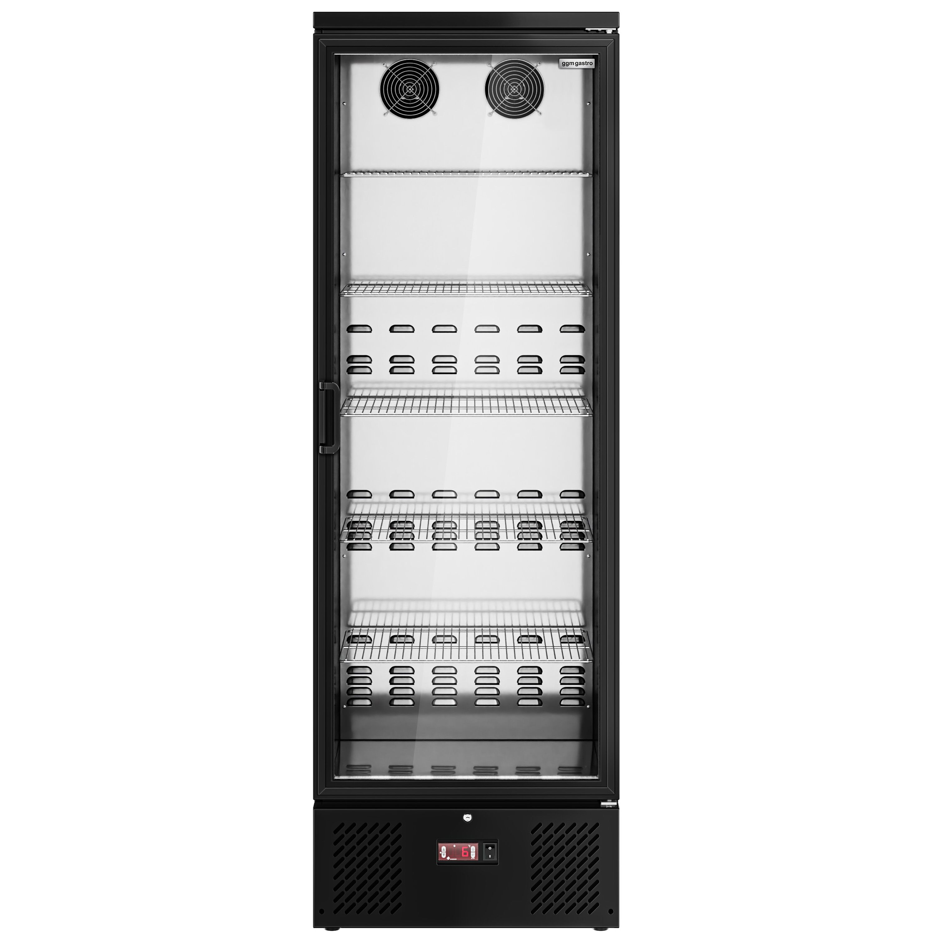 Vitrine réfrigérée à boissons - 600mm - 292 L - intérieur inox - 1 porte vitrée - thermostat numérique - Noir - +2 à +8 °C