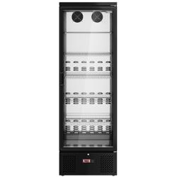 Lednice na nápoje - 600 mm - 300 l - digitální termostat - interiér z nerezové oceli - s 1 skleněné dveře - černá
