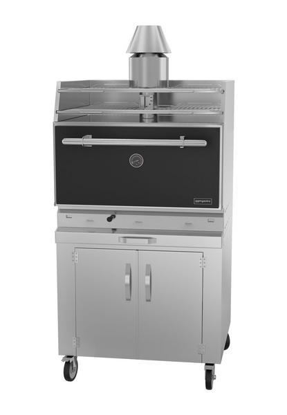  Carbone - Forno griglia a carbone  - 920 mm - con ripiano griglia  e base armadiata   - Nero