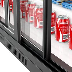 Barkühlschrank - 1350mm - 320 Liter - mit 3 Glasschiebetüren - Schwarz