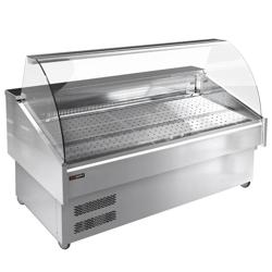 Fish Display Counter / Fish Serve Over Counter - 1875mm - curved front glass - LED lighting - with wheels