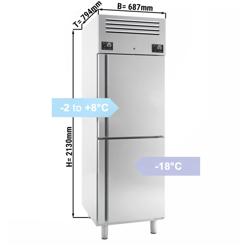 Koel-/vriescombinatie RVS - GN 1/1 - GN 2/1 - EN 600x400 - 687mm - 520liter - tot -22°C tot +8°C - met 2 deuren - geforceerde koeling, LED‑verlichting & automatische ontdooiing