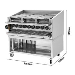 Commercial Gas Chargrill - 25kW - Freestanding - 900mm Deep - 9 Burners - 4 Grill Grids - Tilting Grill Grid