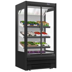 Commercial multideck display fridge - 1018mm - 278L - with 2 hinged glass doors & 2 shelves - Black