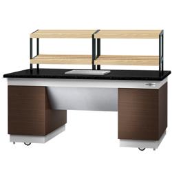 Bakery Display Counter DUBLIN - 2000mm - with 2 shelves - on castors - black granite worktop