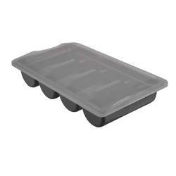 Zásobník na příbory - se 4 přihrádkami - vč. víka - 537x301 mm - výška: 120 mm - polypropylen - černý