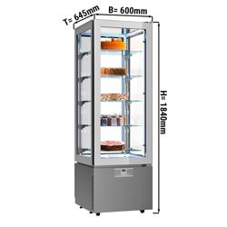 Commercial cake display fridge - 324L - 600mm - Double glazing - with 5 glass shelves - 1 glass door