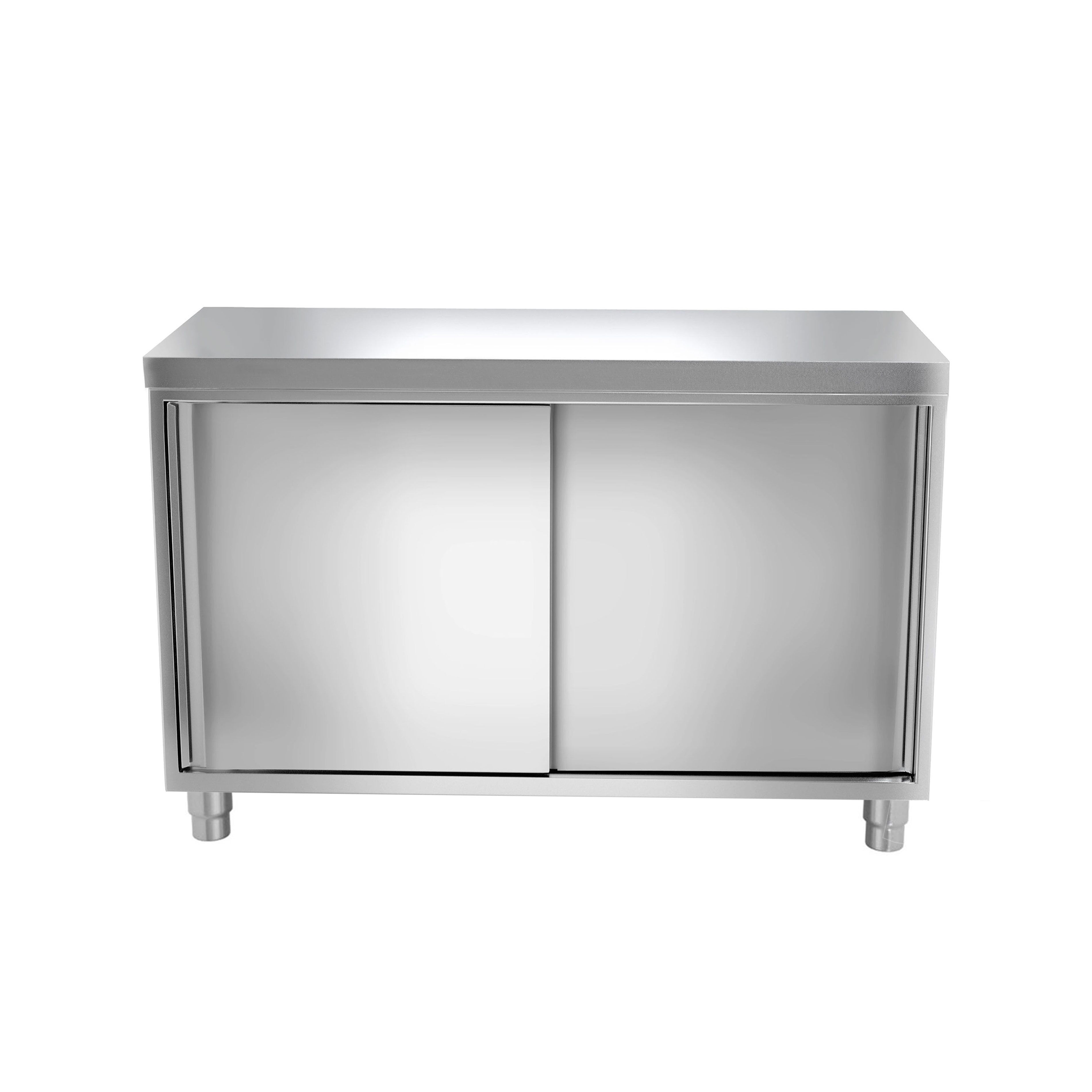 Edelstahl Arbeitsschrank PREMIUM - 1000x600mm - mit Schiebetür ohne Aufkantung