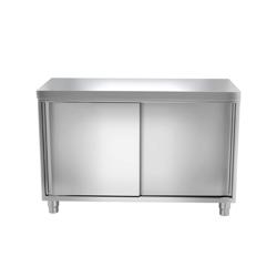 Edelstahl Arbeitsschrank PREMIUM - 1000x600mm - mit Schiebetür ohne Aufkantung