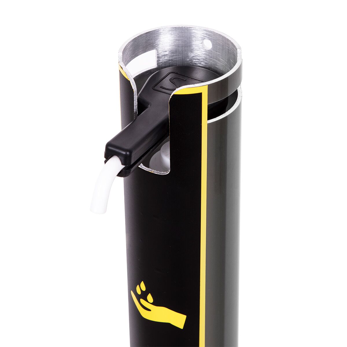 Distributeur de désinfectant - 1400ml - Aluminium - Aluminium - sur pied, commande au pied, compatible gel hydroalcoolique, manuel
