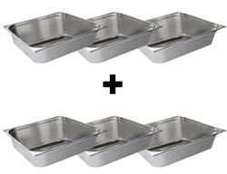 (6 pezzi) Contenitore GN 2/1 in acciaio inox - Altezza: 100 mm