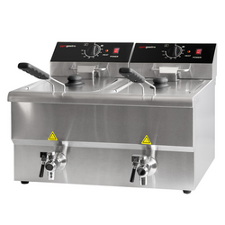 Friteuză electrică dublă - 600mm - 8+8 litri - 6,5 kW - cu robinet de scurgere