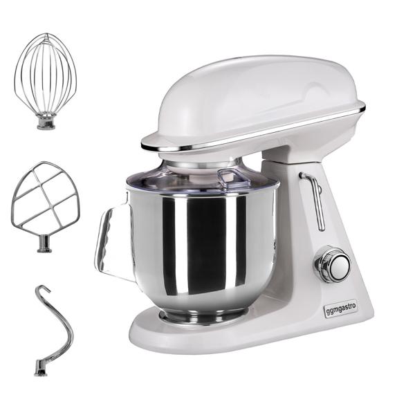 Planetenrührmaschine - 7 Liter - 350 Watt - inkl. 3 Rühraufsätze - Milch-Weiß