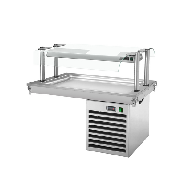 Bandeja enfriadora emportable -1,1m - +2 ~ +8 °C - 3x GN 1/1  - con protección de vidrio