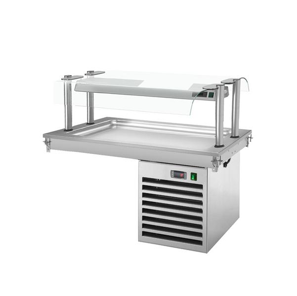Einbau Kühlplatte - 1000mm - +2 bis +8 °C - 3x GN 1/1 - 350 Watt - mit Glas-Hustenschutz