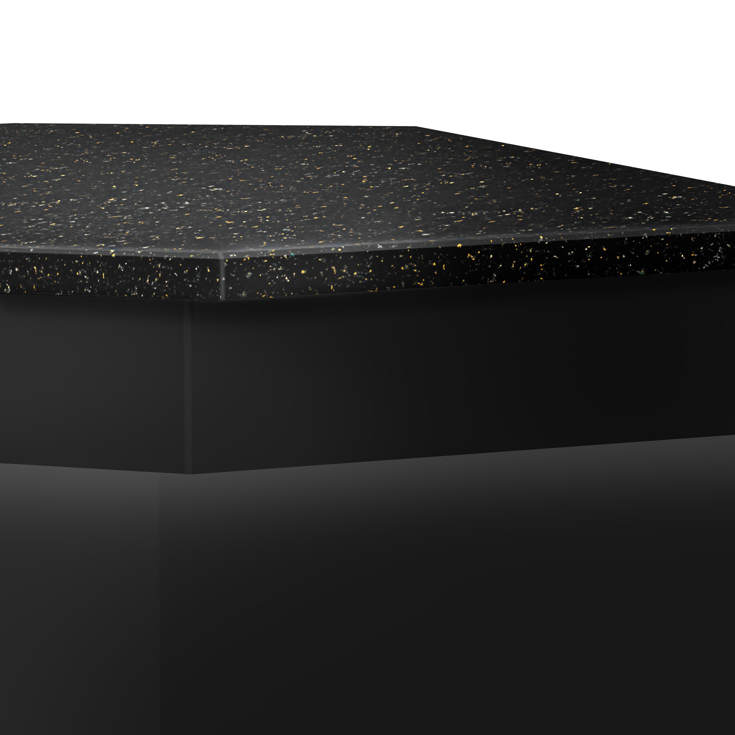 Table de caisse d’angle TORONTO – 1565 mm – façade Noire – plan de travail en granit Noir