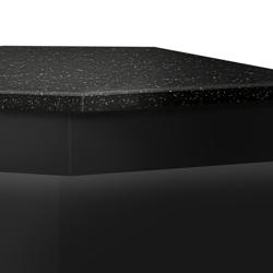 Corner Cash Desk TORONTO 1565 mm - Black granite top - Black matte front - LED lighting - Matt black