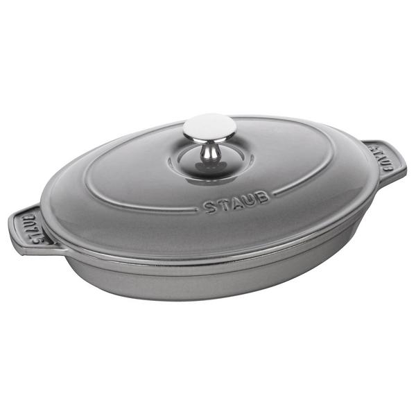 STAUB | Oval Cast Iron Casserole with Lid – 230 mm - Graphite Grey - Grill Compatible