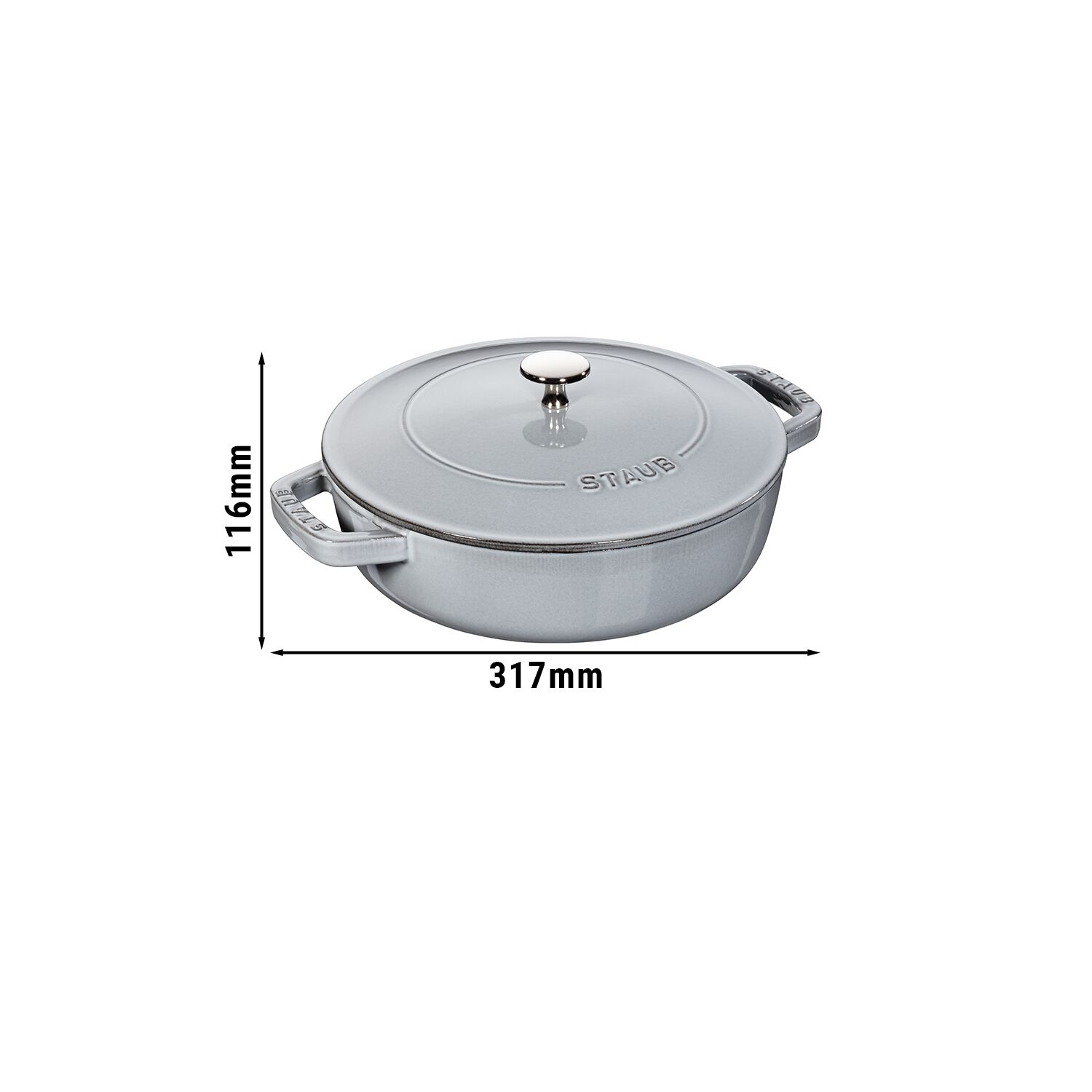 STAUB | BRAISERS - Cocotte avec Chistera Drop-Structure - 240mm - Fonte - Gris Graphite	