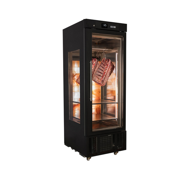 Dry Aging vleesrijpingskast - 700mm - met 1 glazen deur - Zwart