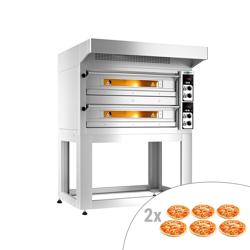 Elektrische pizzaoven - 6+6x 33cm - handmatig - incl. afzuigkap & onderstel