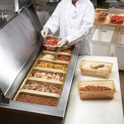 (6 stuks) CAMBRO | H-PAN™ - Hittebestendige Gastronormbak 1/6 - Amber - Hoogte: 100mm