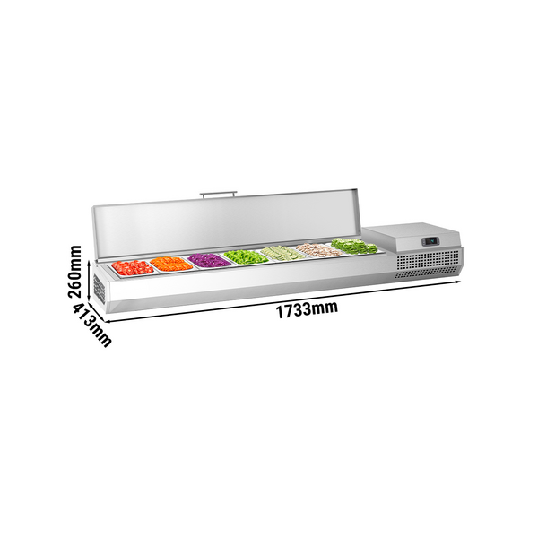 ویترین پیوست یخچالی پریمیوم پلاس - 1733*413 میلیمتر 6xGN 1/3 -