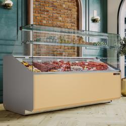 Comptoir vitrine réfrigérée - 2506x979mm - +2/+6°C - 512L - Façade beige - 4 portes