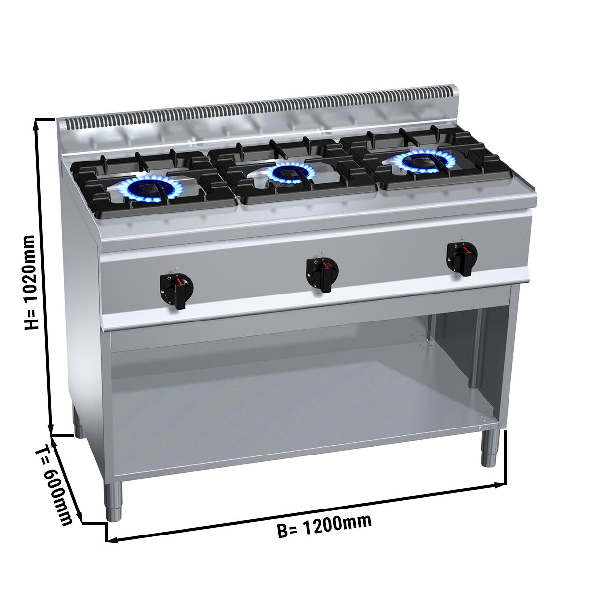 Fourneau à gaz – 31 kW – 3 brûleurs