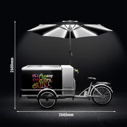 Bicicletta gelato - Ombrellone LED - per 7x Vasca da gelato da 5 Litri