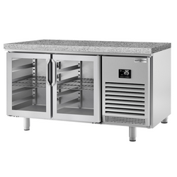 Bakkerij koelwerkbank PREMIUM PLUS - 1618x800mm - 2 glazen deuren & granieten werkblad