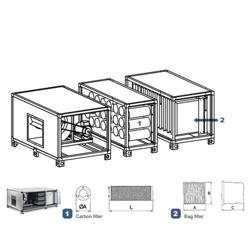 Commercial kitchen extract air cleaning unit with motor - 4,400 m³/h - With pre-filter and activated carbon filter