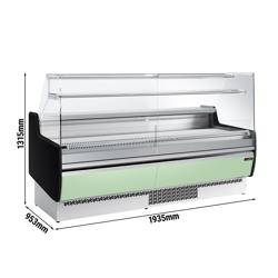 Serve Over Counter - 1935mm - front and sides glass, rear open - capacity 213 litres - front panel light green