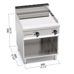 Elektrische bakplaat - hardverchroomde plaat - 11,4kW - Glad - Bakoppervlak: 396x667mm - met open onderbouw