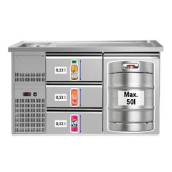 Ψυγείο Πάγκος Μπύρας PREMIUM PLUS - 1550 x 700 χλσ. - 1 Πόρτα & 3 Συρτάρια