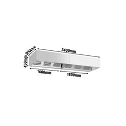 Hotă cubică - 3400 mm - cu filtre labirint & iluminare LED