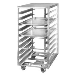 RVS regaalwagen - voor 10 dienbladen 60x40cm - met geluidsarme zwenkwielen